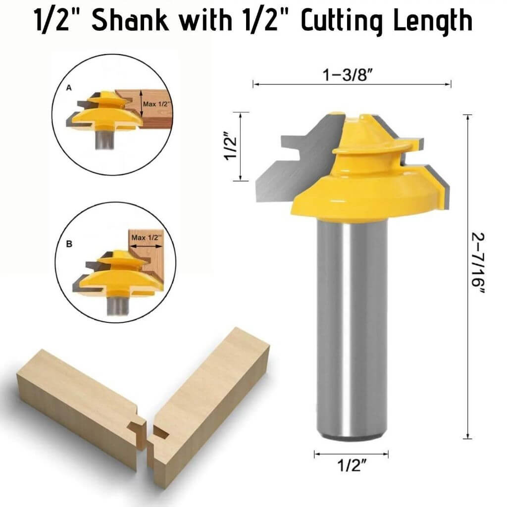 45-degree Lock Miter Router Bit