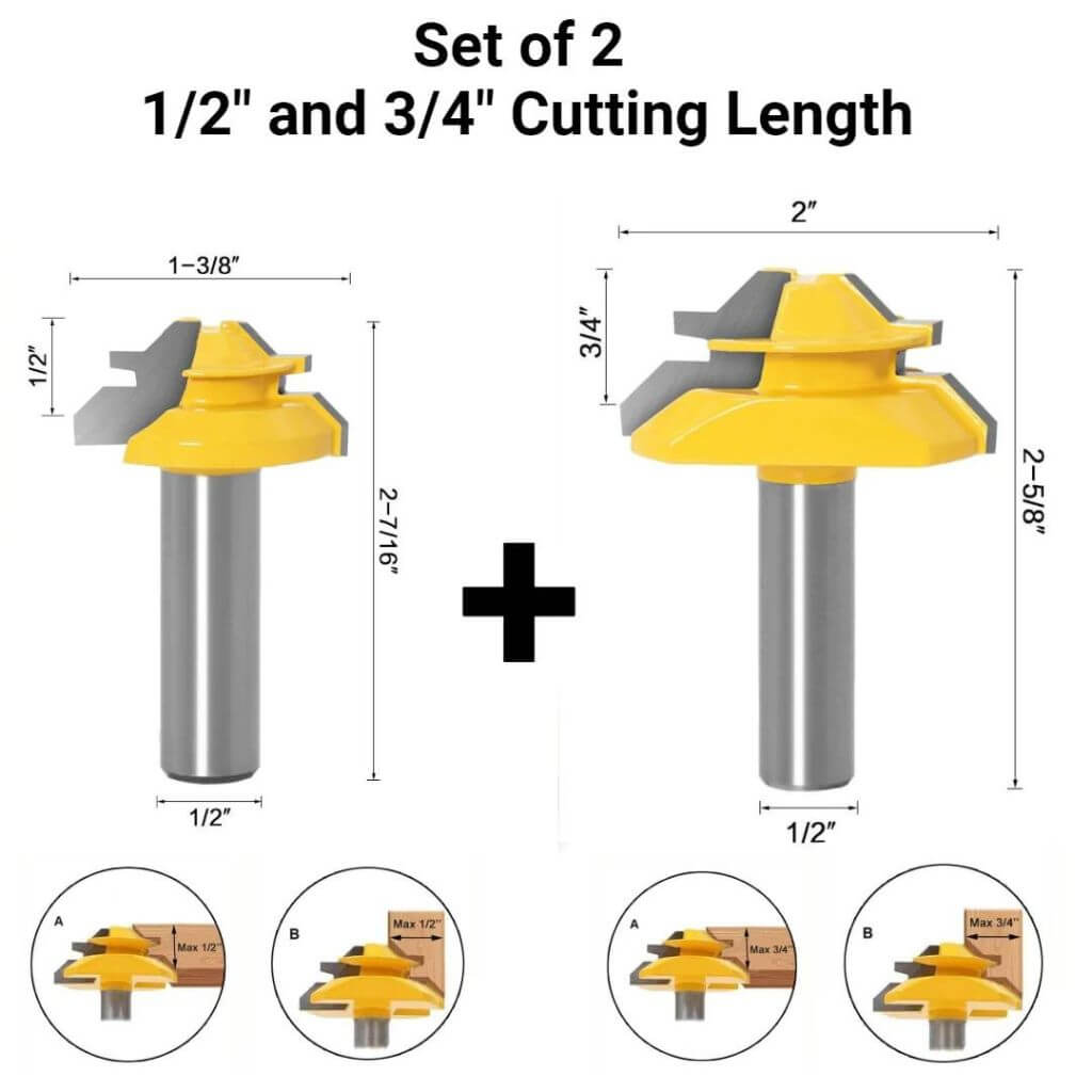 45-degree Lock Miter Router Bit