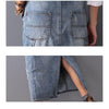 Renna™ - Ripped denim overall dress