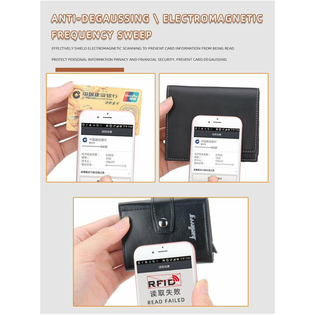 (Up to 15 cards) Automatic Leather Card Holder with buckle & RFID Protection